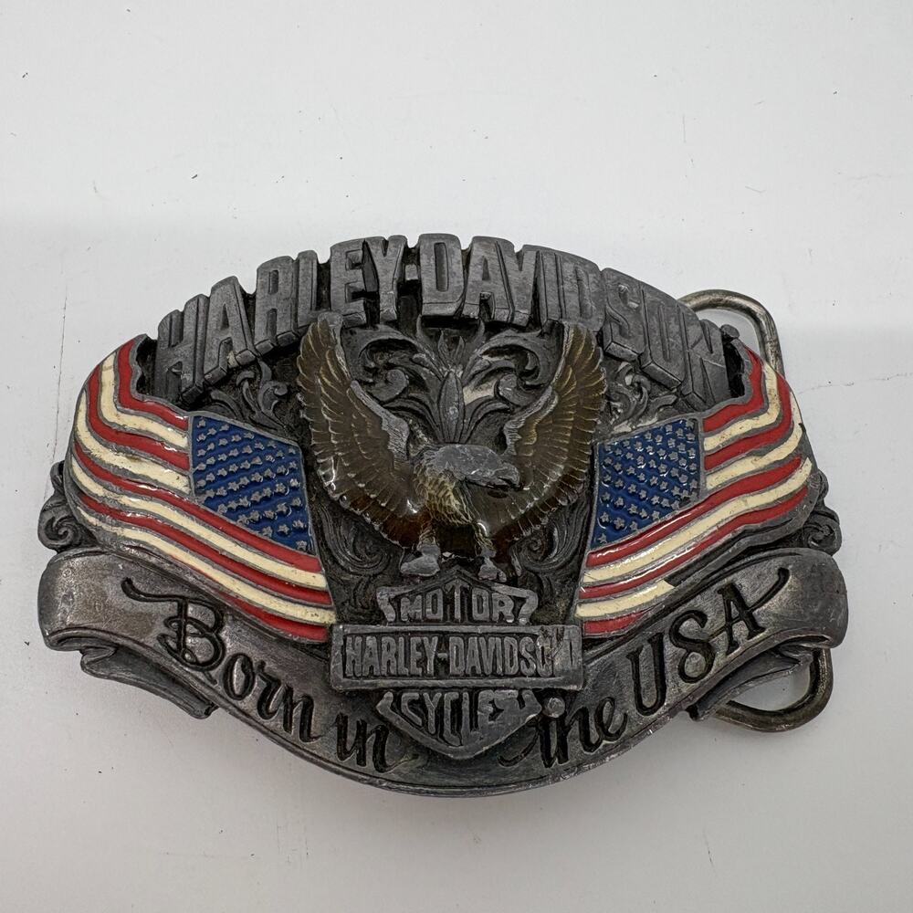 Harley-Davidson Belt Buckle Harmony Design B-88 Born In The USA Eagle Flag